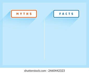 myths vs facts comparison list concept with text space vector