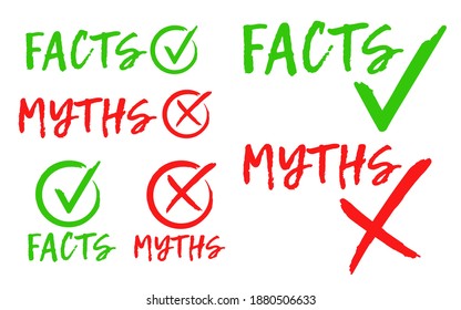 Myths vs facts concept on white background