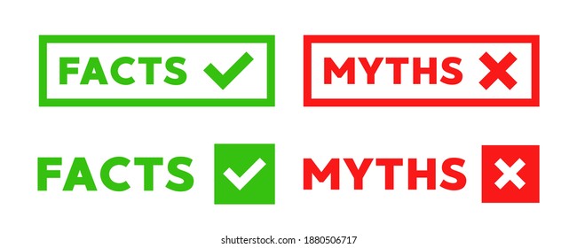 Myths vs facts concept on white background