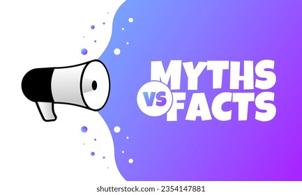 Myths vs facts. Flat, purple, horn sign, facts vs myths. Vector illustration