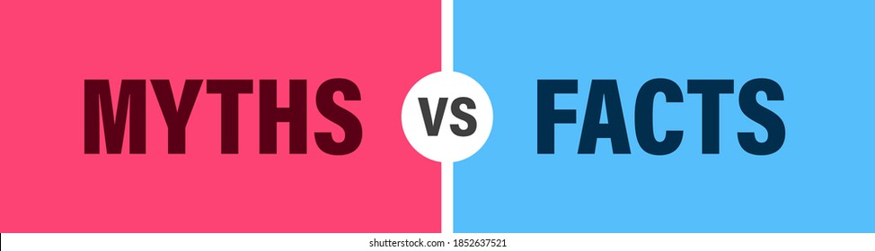 Myths vs Facts header design. Clipart image.