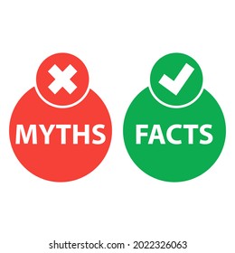 Myths vs Facts Icon. Check Mark and Cross Icon. Vector Illustration
