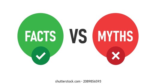 Myths vs facts icon in flat style. True or false vector illustration on white isolated background. Comparison sign business concept.