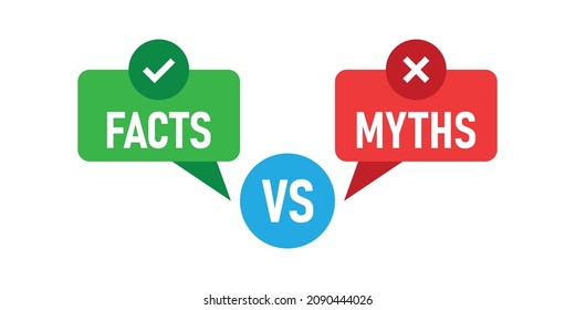 Myths vs facts icon in flat style. True or false vector illustration on white isolated background. Comparison sign business concept.