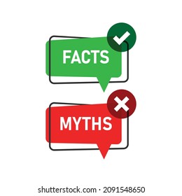 Myths vs facts icon in flat style. True or false vector illustration on white isolated background. Comparison sign business concept.