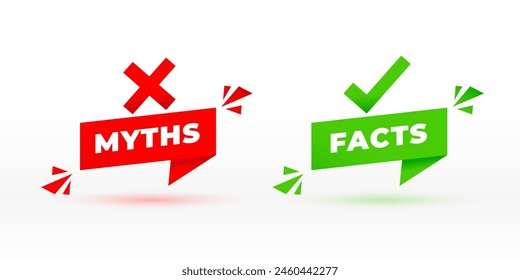 myths vs facts identity check in origami style vector