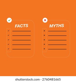 Myths vs facts reality comparison concept in modern style. Myths vs facts cross check icon with trend style.