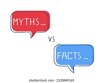 Myths Vs Facts Red And Blue Infographic Icon. Truth Or Fiction Speech Bubble Isolated On White Background. 