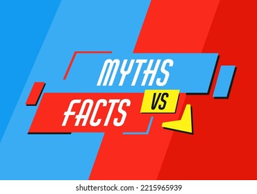 Myths vs facts. Truth and false. Fake news and propaganda information checking cover or background, myths reveal vs facts proofing vector backdrop. Truth versus lie banner