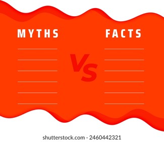 myths vs facts value list concept background with text space vector