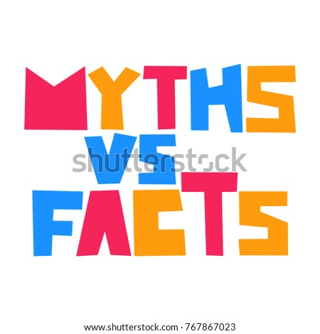 Myths vs facts. Vector badge, logo illustration poster, banner on white background.