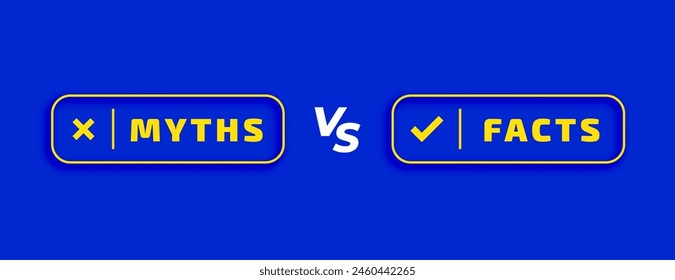 myths vs facts versus battle concept banner design vector