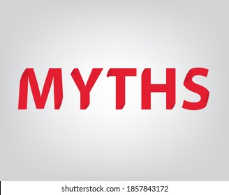 myths word concept, folded paper effect- vector illustration