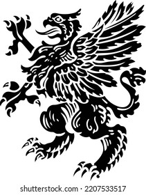 Mytological riffin heraldic vector ilustration lineart