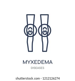 Myxedema icon. Myxedema linear symbol design from Diseases collection. Simple outline element vector illustration on white background.