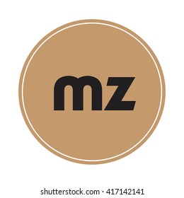 mz brown letters ,abstract background logo, design identity in circle, alphabet letter