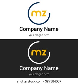 MZ business logo icon design template elements. Vector color sign.