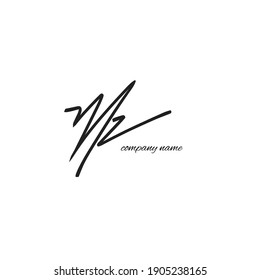 MZ handwriting initial text with beauty monogram and elegant logo design 