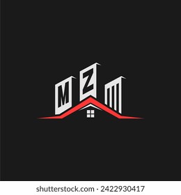 MZ Initial Construction Real Estate Home Logo Design Vector