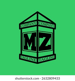 MZ Initial Explore this unique collection of alphabet house logos, featuring stylish letter combinations inside a geometric house outline. Perfect for branding, graphic design projects