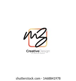 MZ initial handwriting with color logo icon template vector.