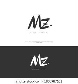 MZ Escritura manual inicial o logotipo manuscrito para la identidad. Logo con firma y estilo dibujado a mano.