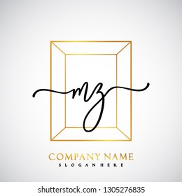 MZ Initial Handwriting logo template vector