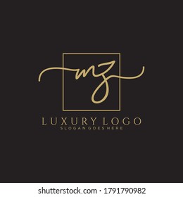 MZ Initial handwriting logo template vector