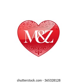 M&Z initial letter logo with ornament heart shape