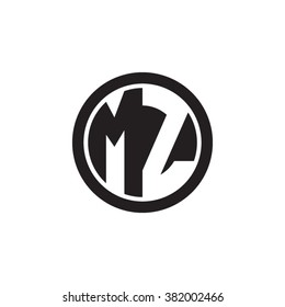 MZ initial letters circle monogram logo
