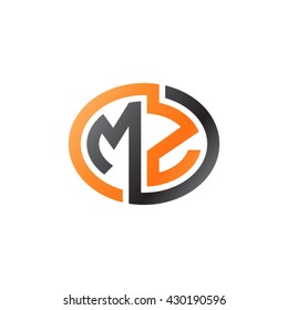 MZ initial letters looping linked ellipse logo orange black