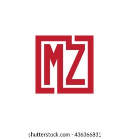 MZ initial letters looping linked square logo red