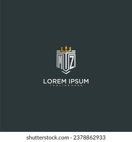 MZ initial monogram for crown and shield logo design