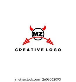 MZ initial monogram for fitnes or gym logo with devil style design