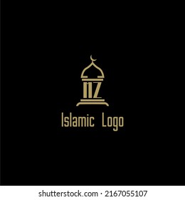 MZ initial monogram for islamic logo with mosque icon design