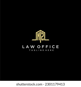 Logo de monograma inicial MZ para oficina de leyes con imagen de diseño de oficina en el hogar