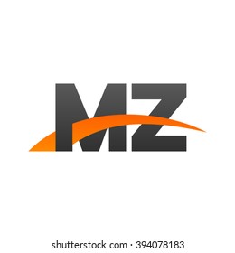 MZ initial overlapping swoosh letter logo black orange