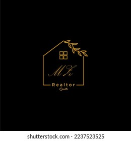Logotipo inicial del inmobiliario MZ con diseño de hogar creativo