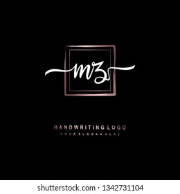 MZ initial signature logo. handwriting logo template vector,