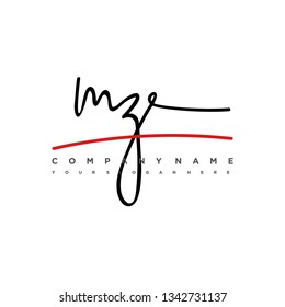 MZ initial signature logo. handwriting logo template vector,