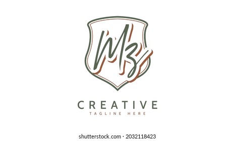 MZ Initials, handwriting logo vector
