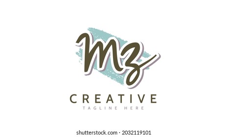 MZ Initials, handwriting logo vector
