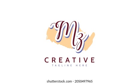 MZ Initials, handwriting logo vector