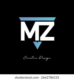 Logotipo de la letra de MZ en triángulo - monograma moderno del gradiente para la marca y el diseño de la identidad