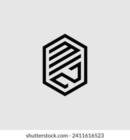 MZ line geometric monogram with high quality professional design that will print well