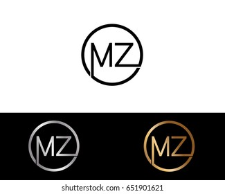 Mz Logo. Letter Design Vector with Red and Black Gold Silver Colors
