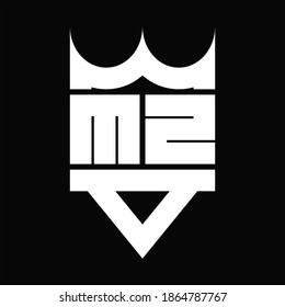MZ Logo monogram with crown shape isolated on Black background