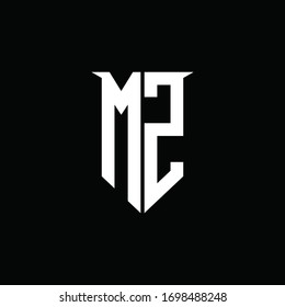 MZ logo monogram with emblem shield style design template