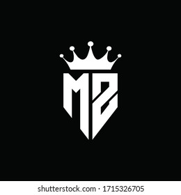 MZ logo monogram emblem style with crown shape design template
