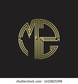 MZ Logo monogram triple ribbon style line design template isolated with gold color